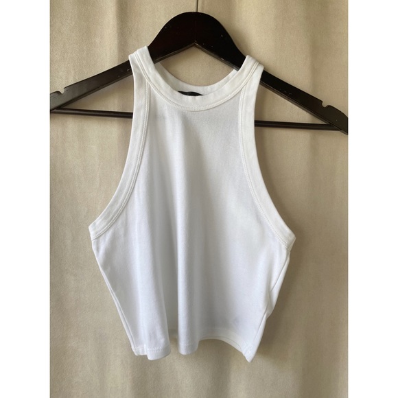 Topshop White Cropped Racerback - Picture 2 of 4